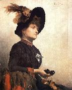 Anna Bilinska-Bohdanowicz Portrait of a lady with binoculars oil on canvas